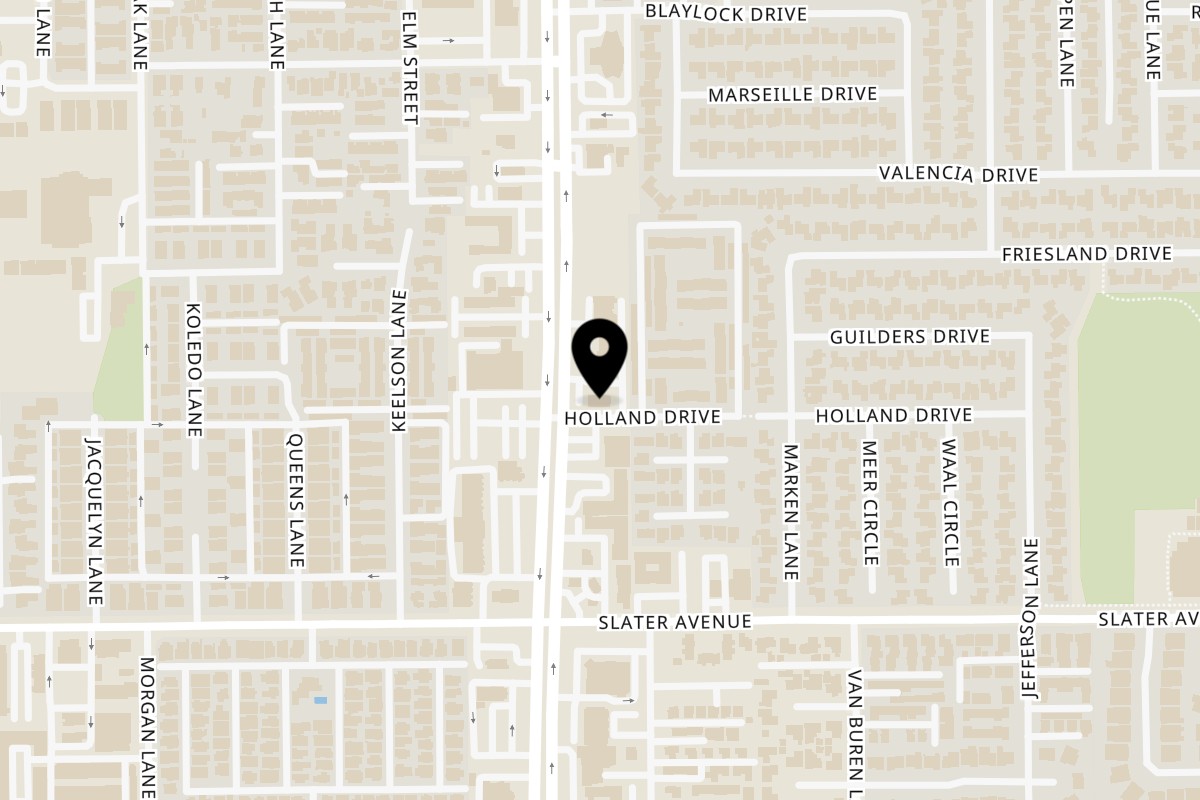 Map showing the location of Stuffed & Bitelab Grill on 17342 Beach Blvd in Huntington Beach